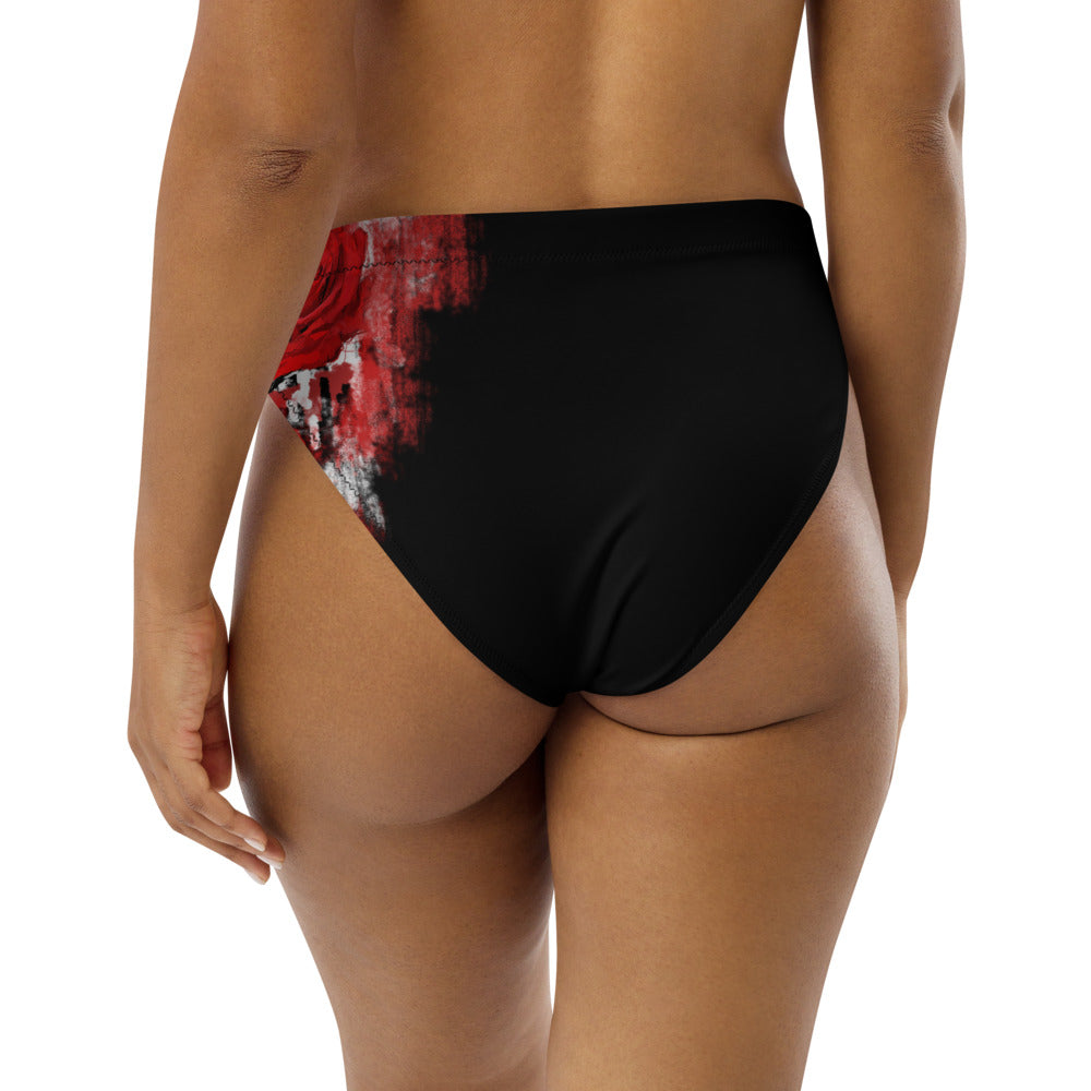 "A single rose" Recycled high-waisted bikini bottom