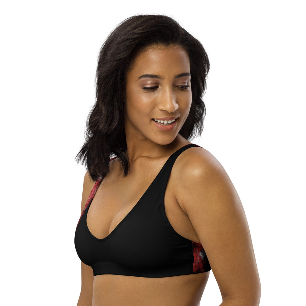 "Single rose" Recyled padded bikini top