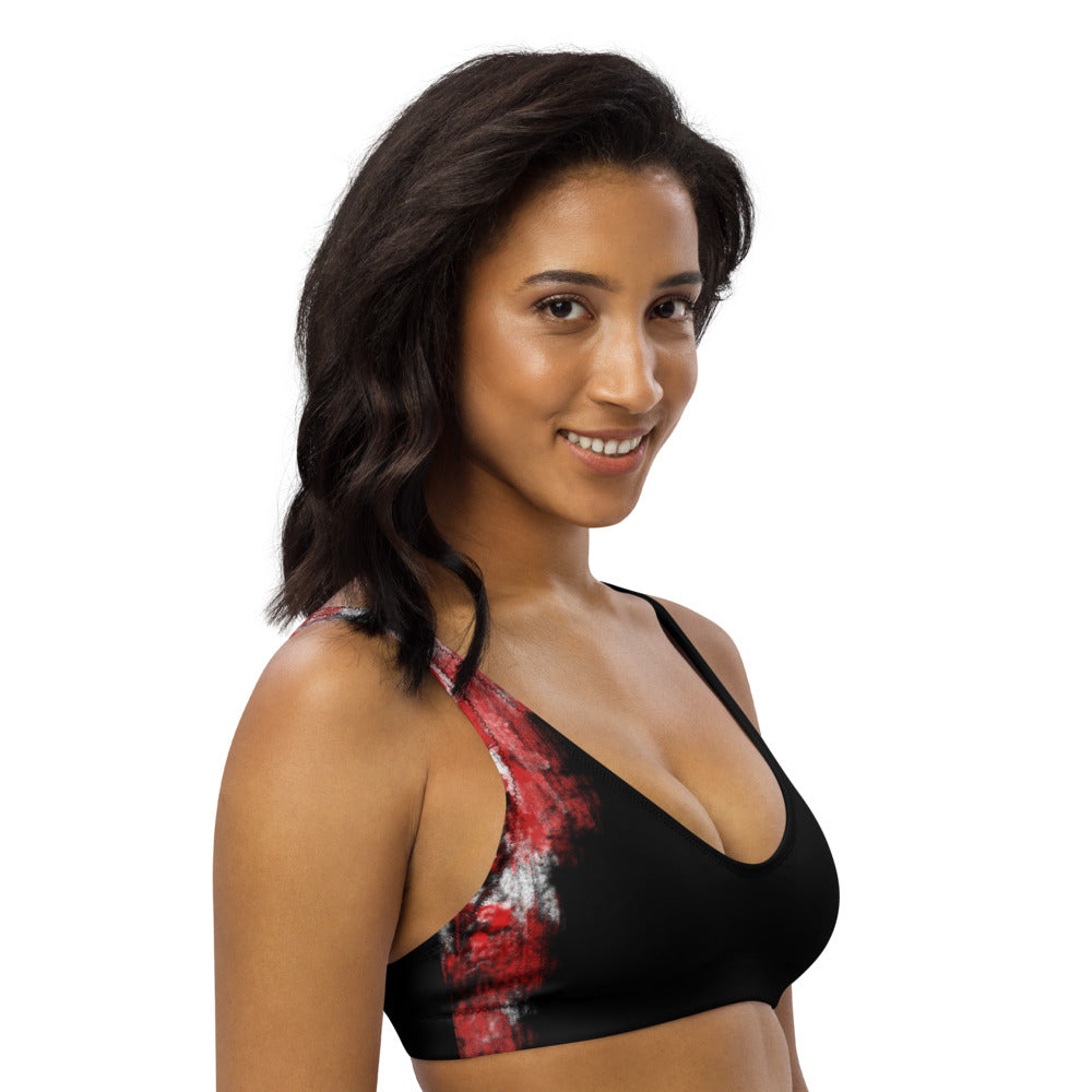 "Single rose" Recyled padded bikini top