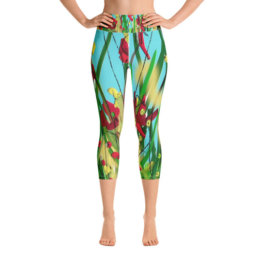"Wild flower" High waist Capri Leggings
