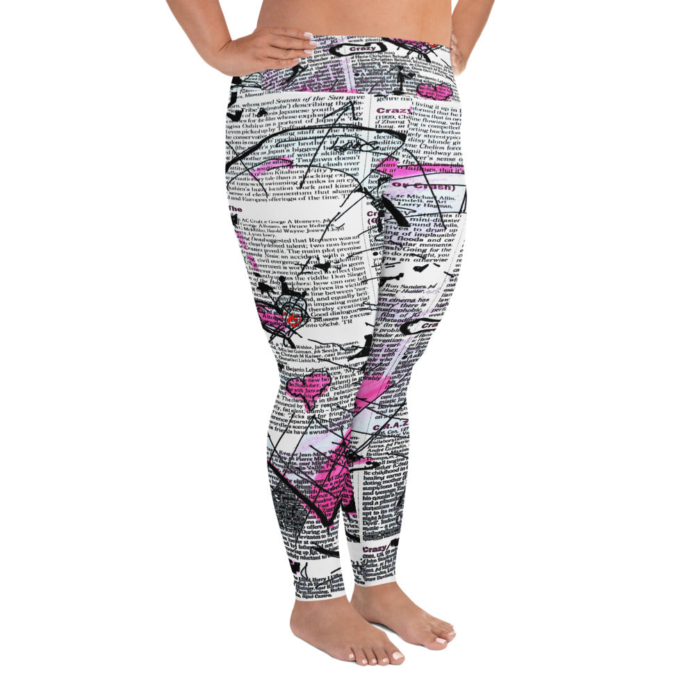 "Crazy heart" High Waist Plus Size Leggings