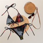 "Warrior"All-over print recycled string bikini