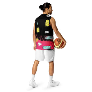 "City life" Recycled unisex basketball jersey