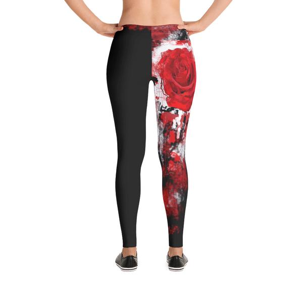 "A single rose" Low waist Leggings