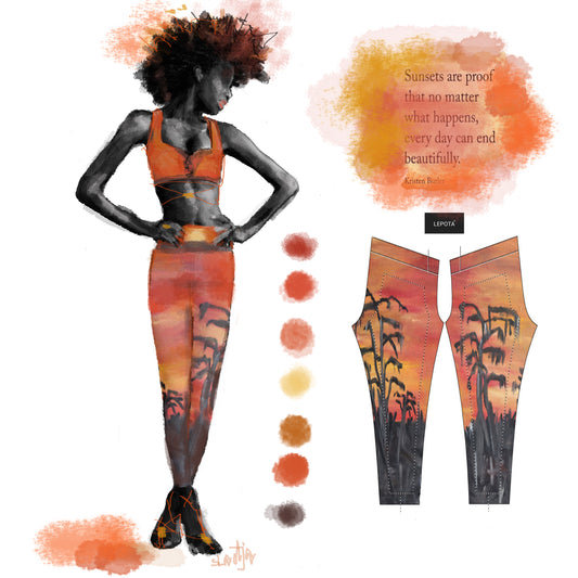 "African sunset" Low waist Leggings