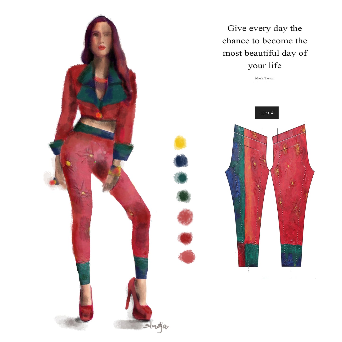 "Beautiful day" low waist Leggings