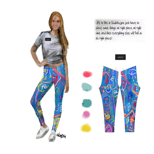 "Sudoku" Low waist Leggings