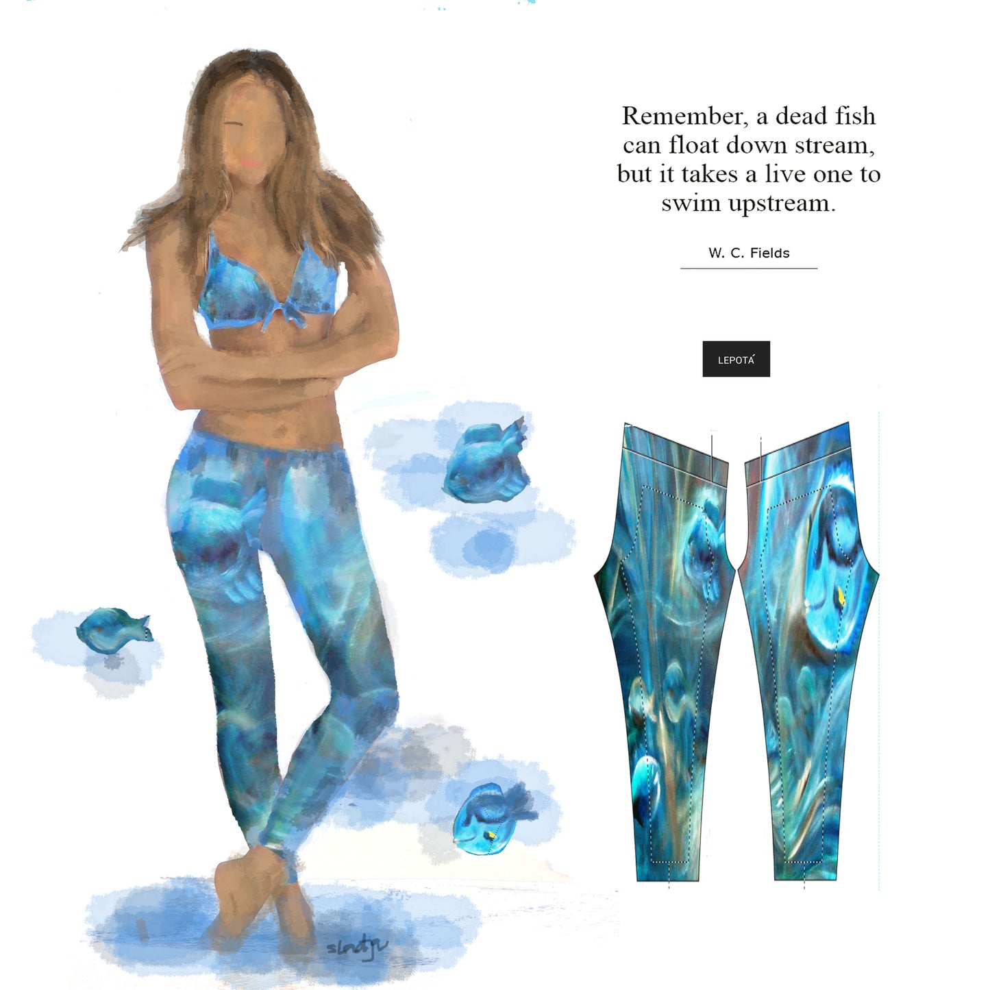 "Under the sea" low waist Leggings