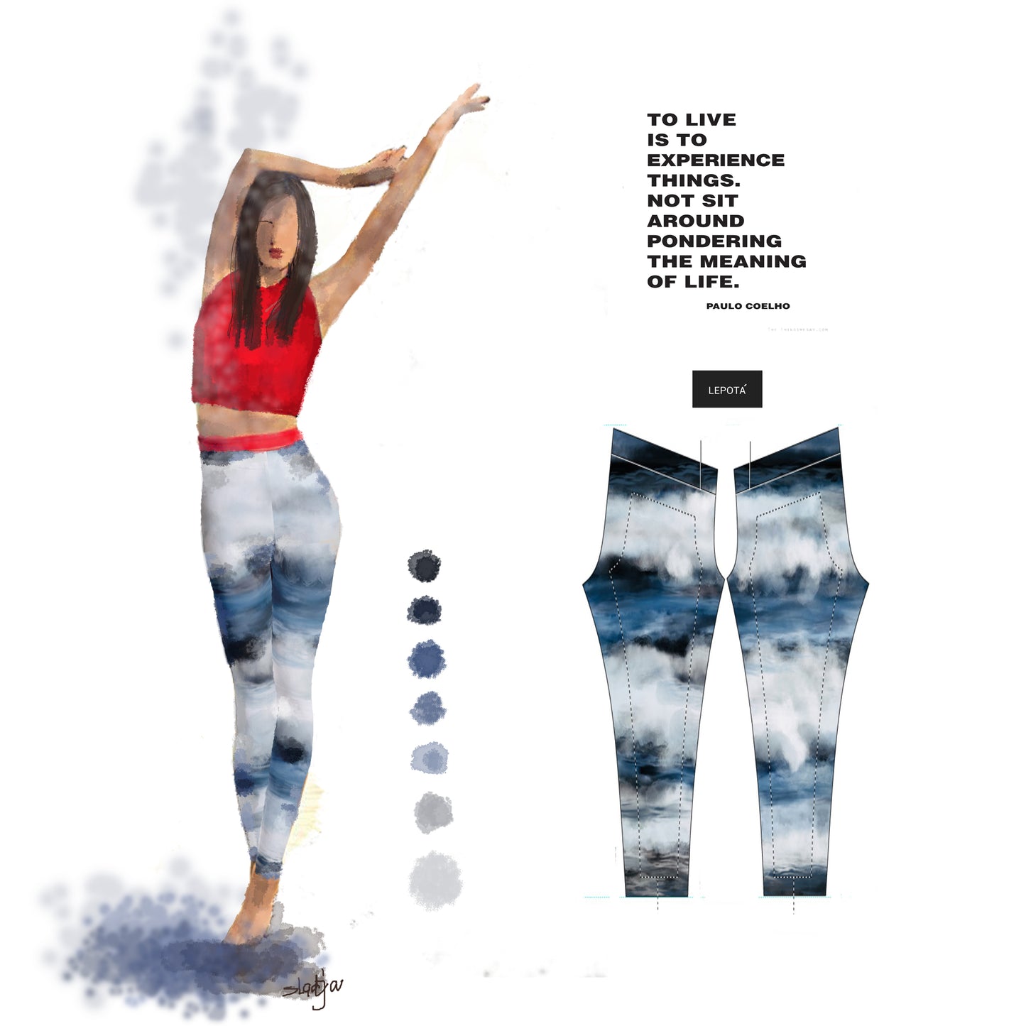 "Wave" low waist  Leggings