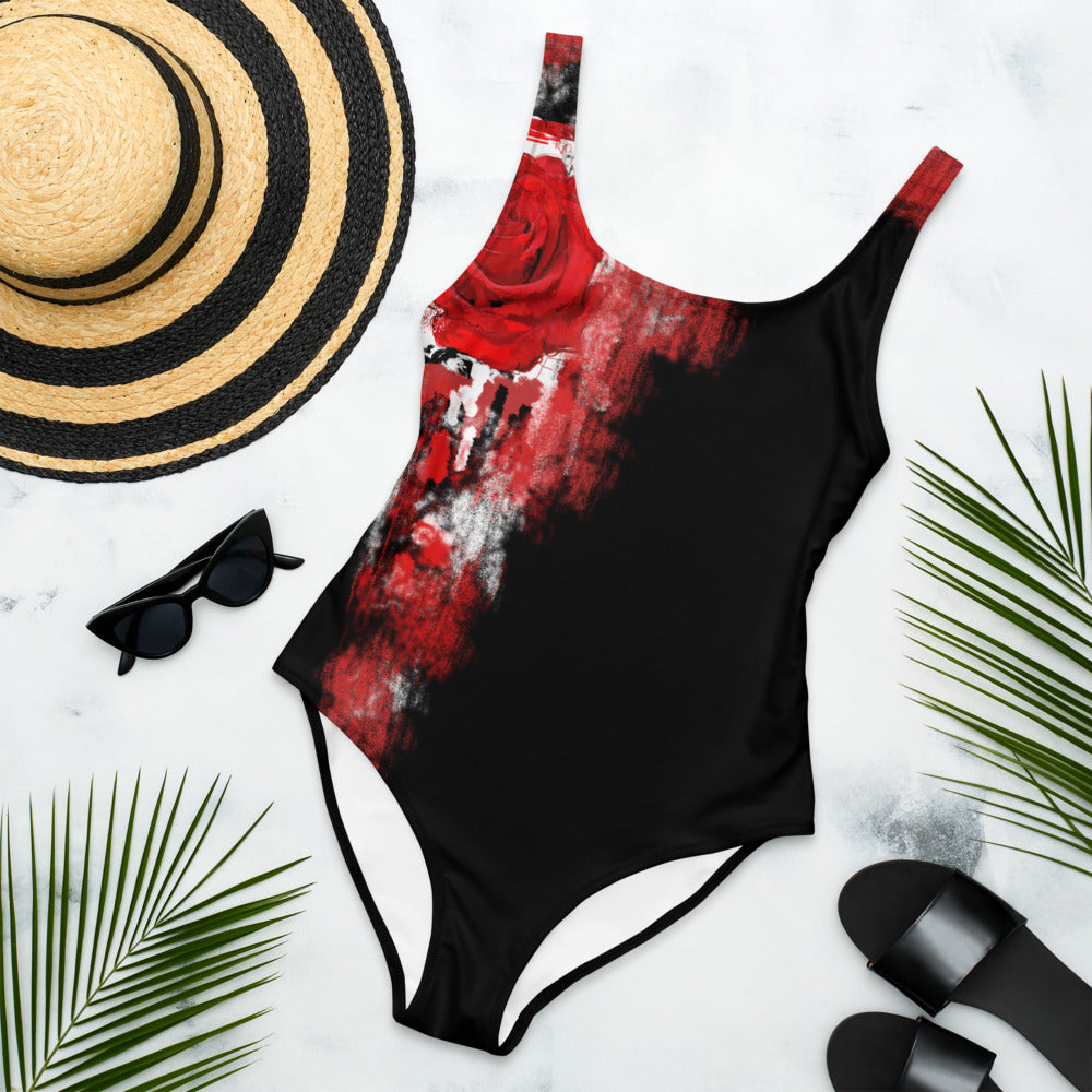 "A single rose" One-Piece Swimsuit