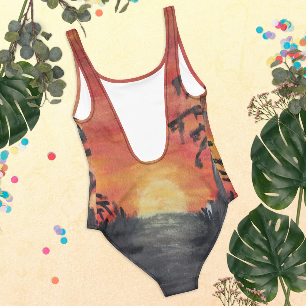 African sunset" One-Piece Swimsuit