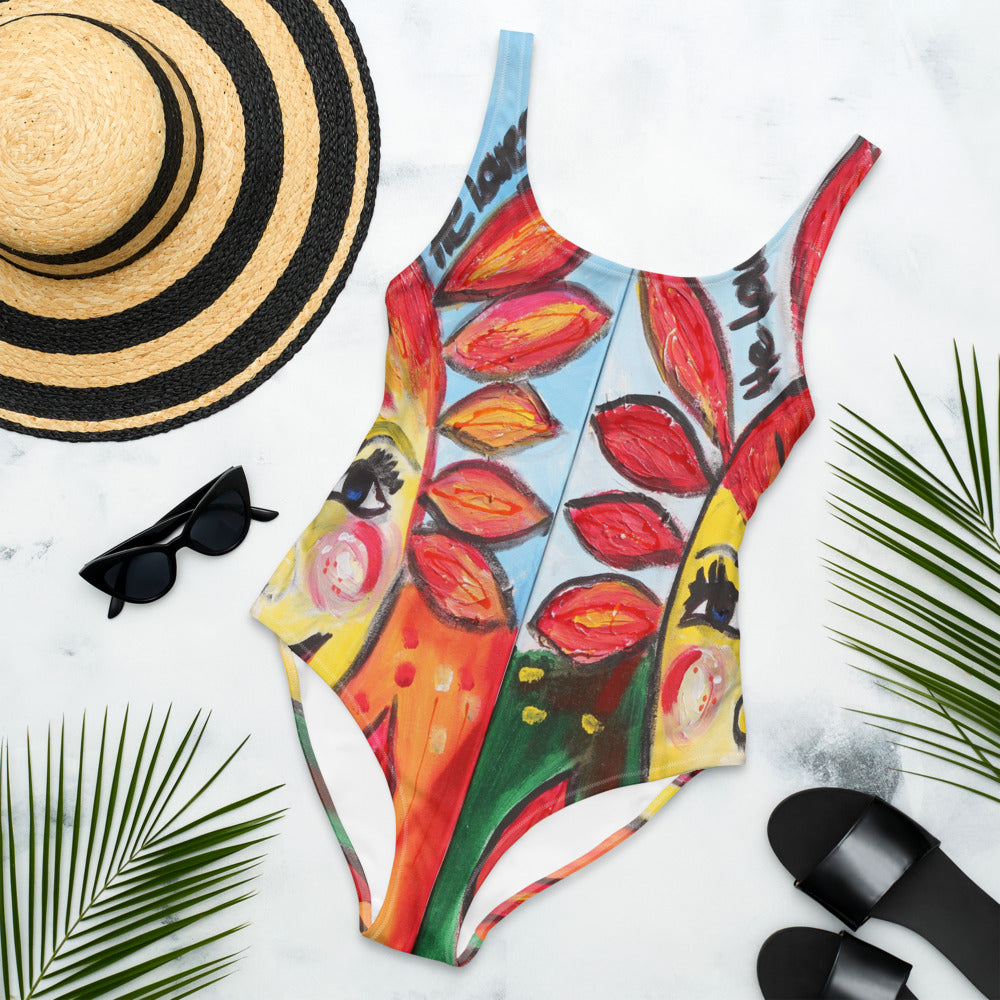 "He loves me he loves me not" One-Piece Swimsuit