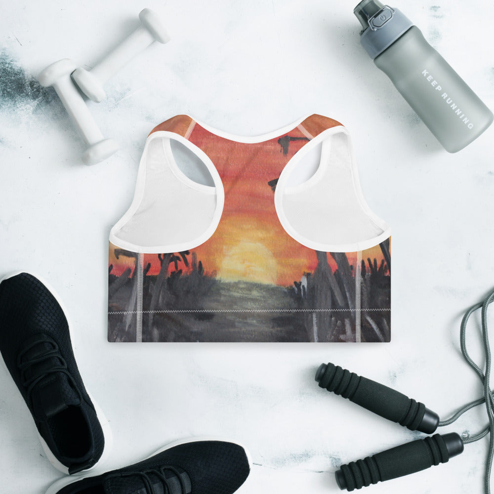 "African sunset" Padded Sports Bra