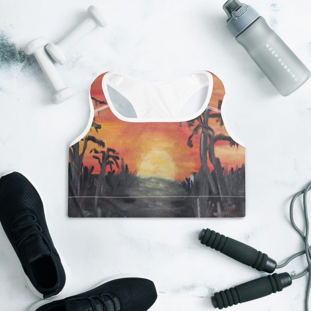 "African sunset" Padded Sports Bra