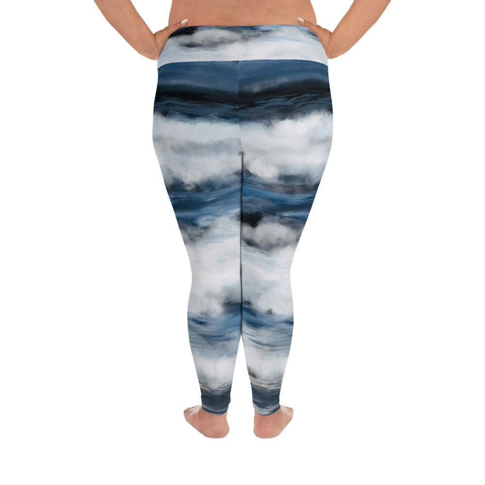 "Wave" All-Over Print Plus Size Leggings