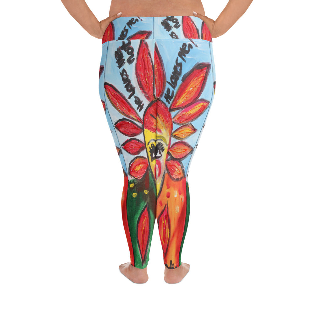 "He loves me he loves me not" All-Over Print Plus Size Leggings