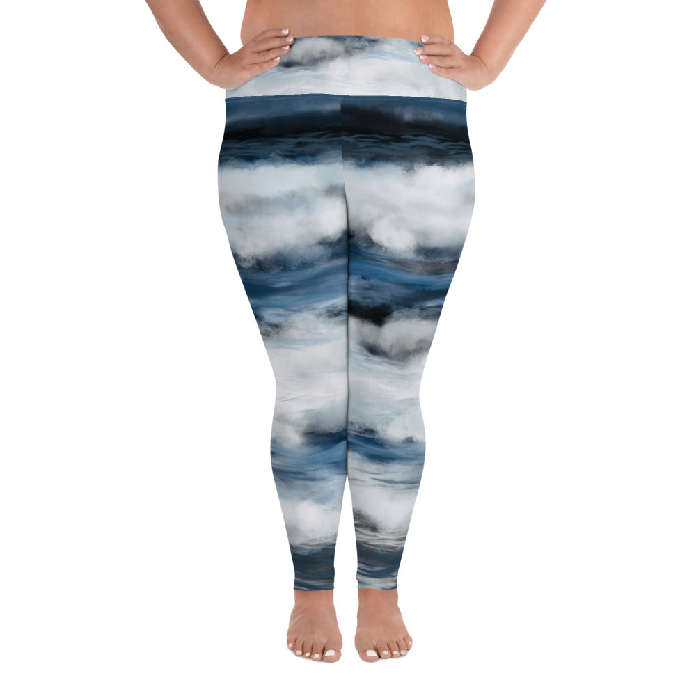 "Wave" All-Over Print Plus Size Leggings