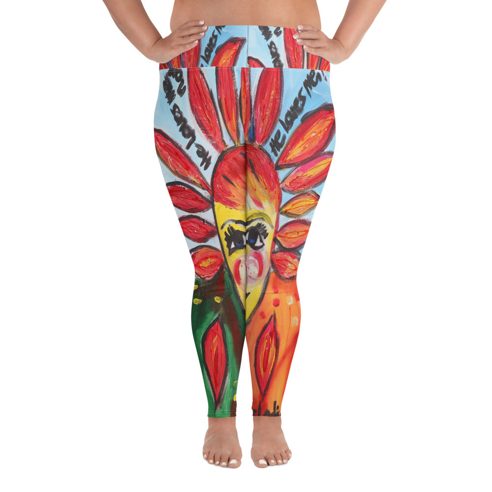 "He loves me he loves me not" All-Over Print Plus Size Leggings