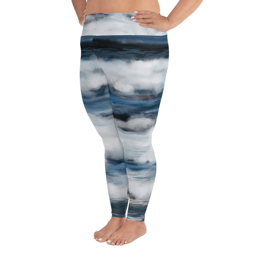 "Wave" All-Over Print Plus Size Leggings