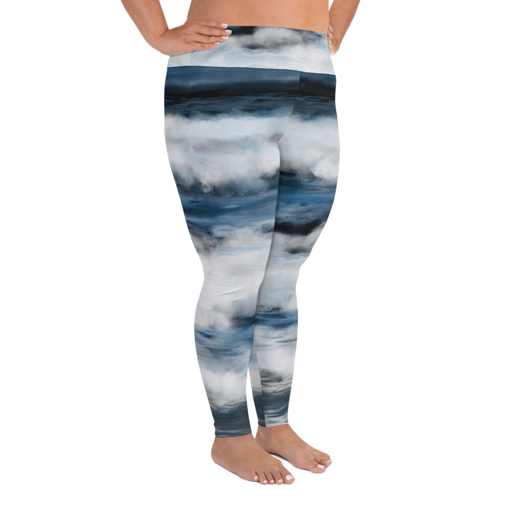 "Wave" All-Over Print Plus Size Leggings