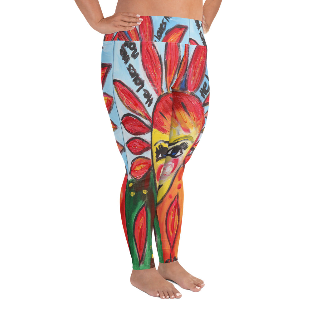 "He loves me he loves me not" All-Over Print Plus Size Leggings