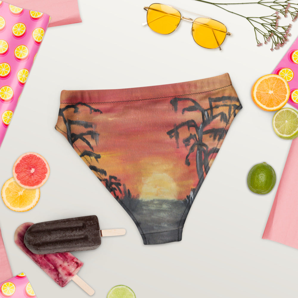 "African sunset" Recycled high-waisted bikini bottom