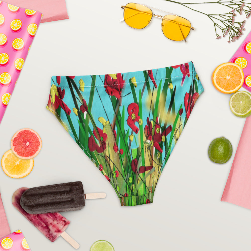 "Wild flower" Recycled high-waisted bikini bottom