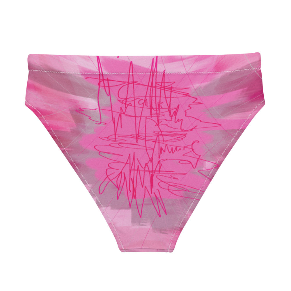 "Pink poem" Recycled high-waisted bikini bottom