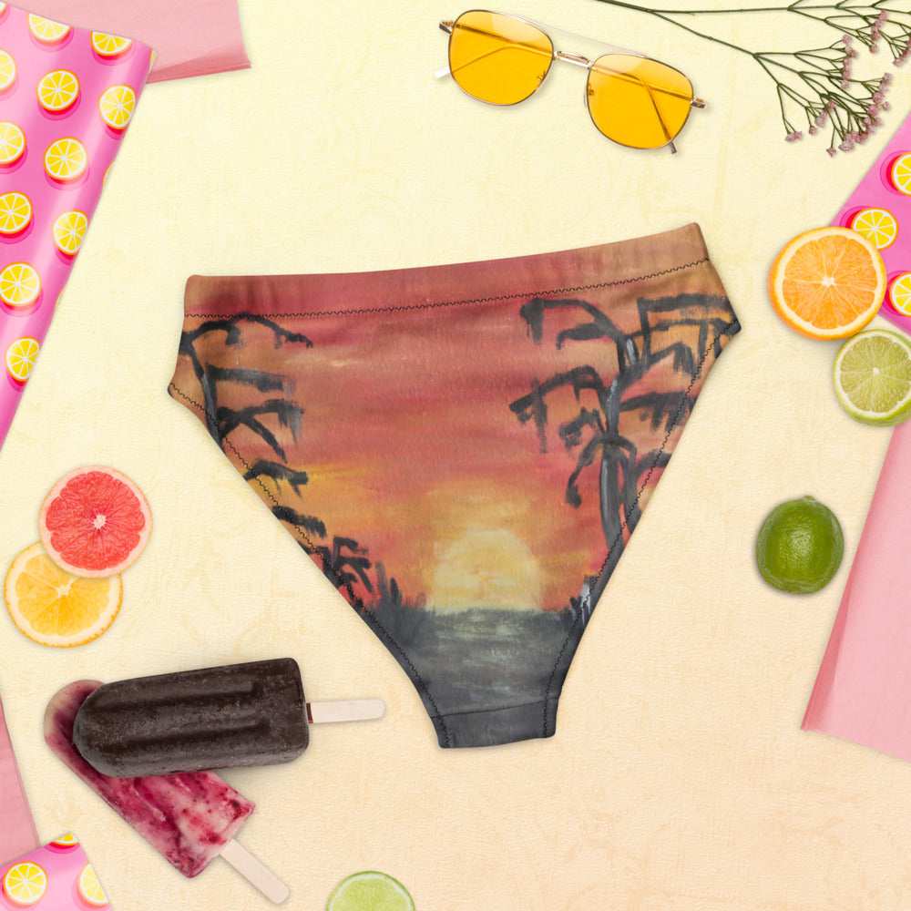 "African sunset" Recycled high-waisted bikini bottom