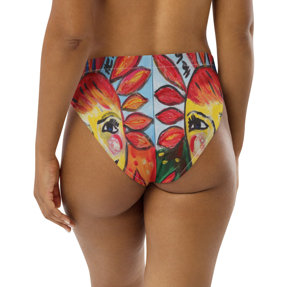 "He loves me he loves me not" Recycled high-waisted bikini bottom