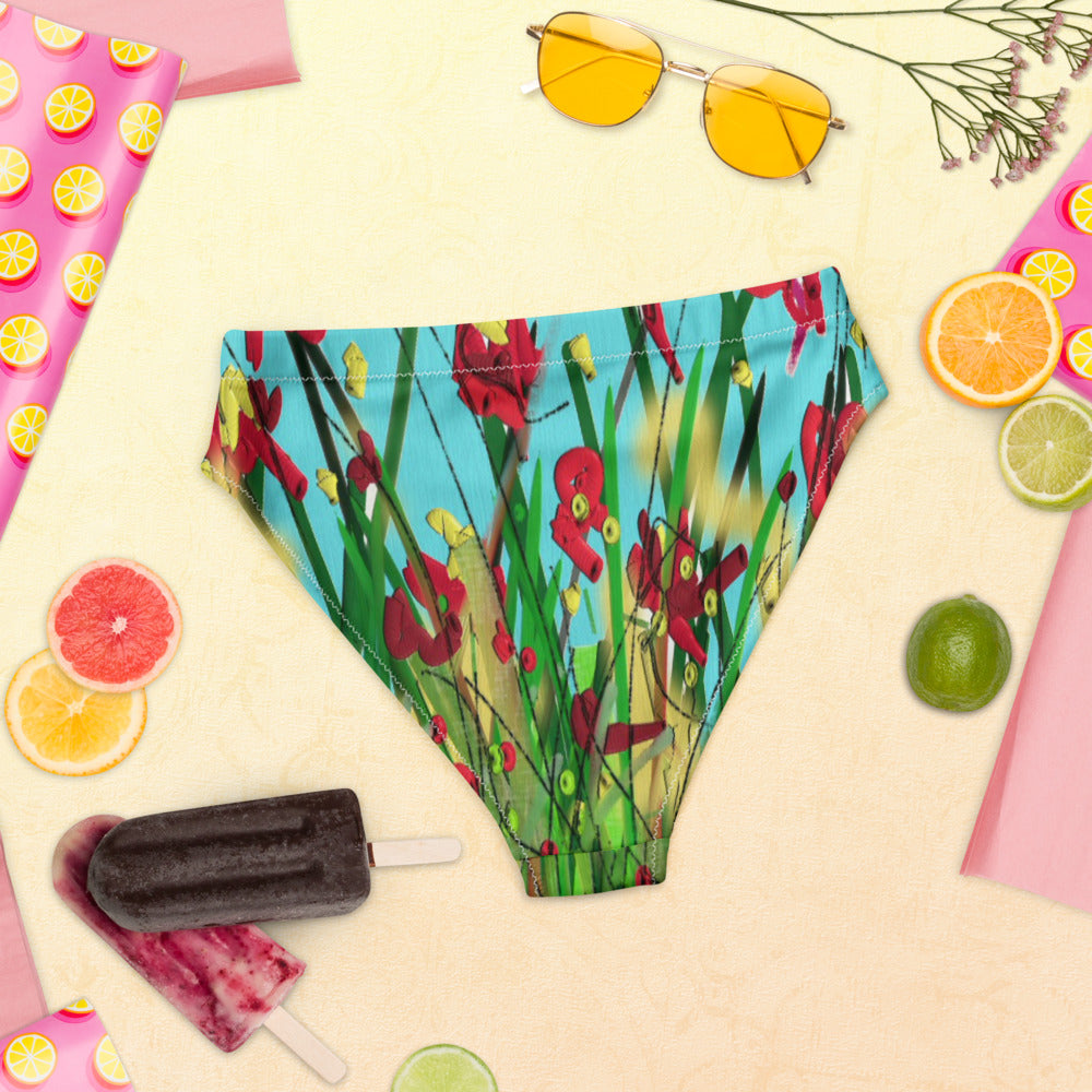 "Wild flower" Recycled high-waisted bikini bottom