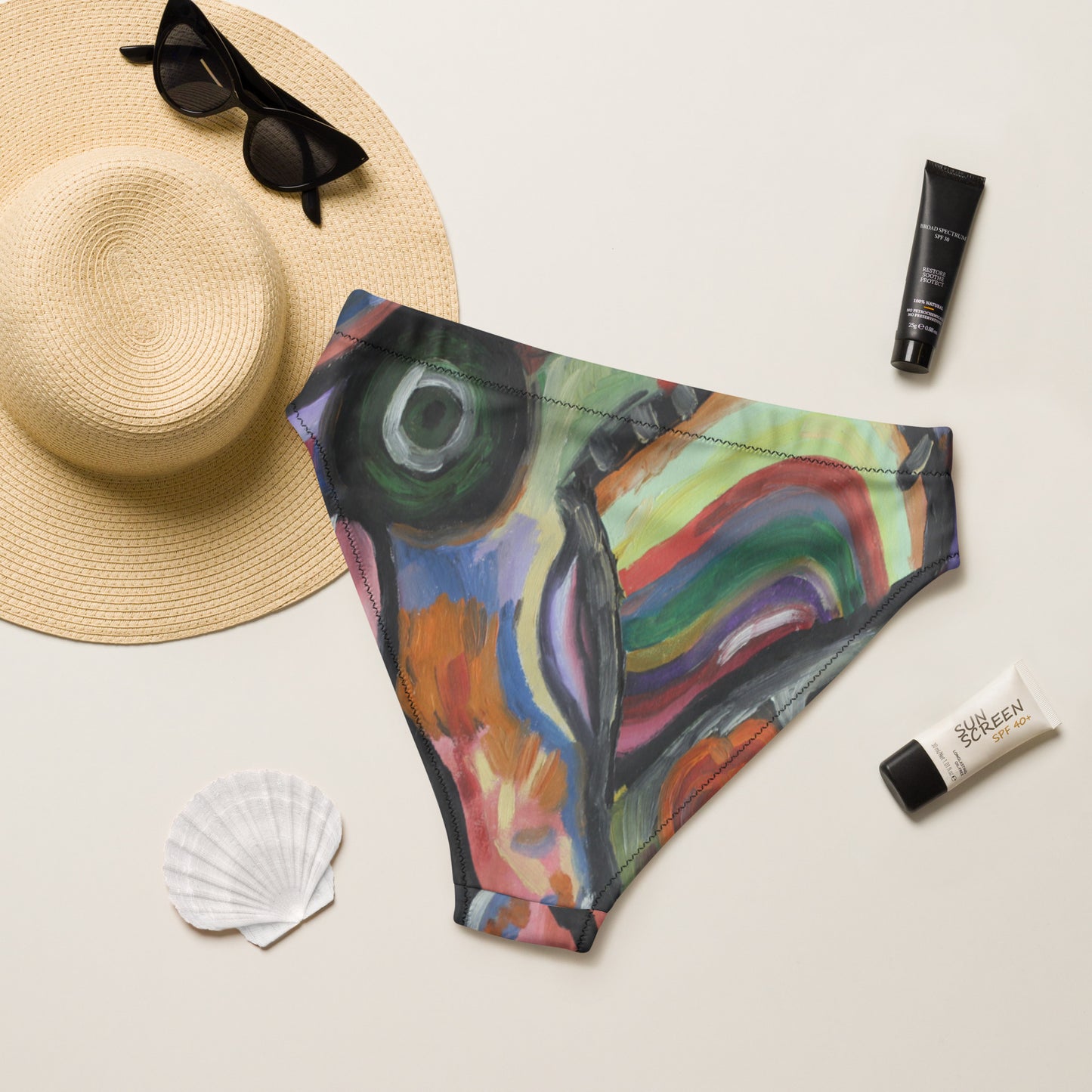 "Crazy heart" Recycled high-waisted bikini bottom