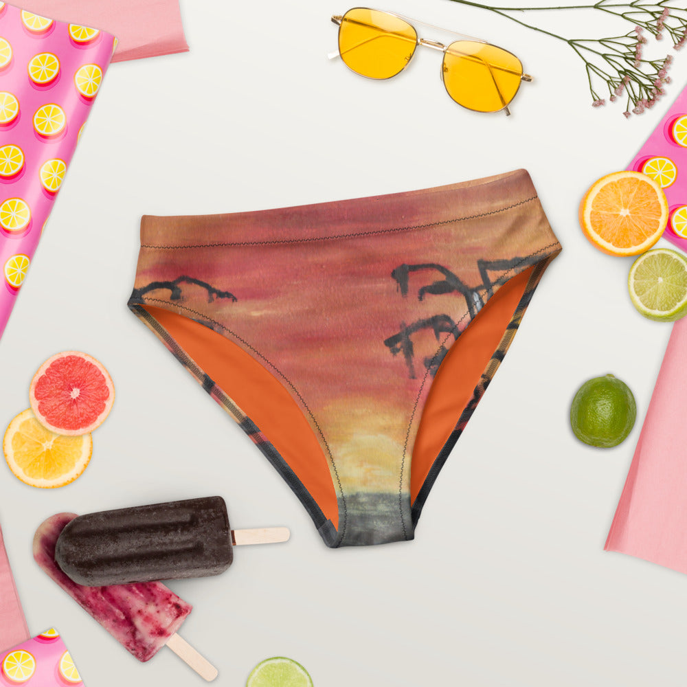 "African sunset" Recycled high-waisted bikini bottom