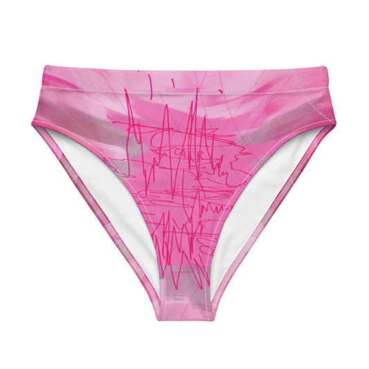 "Pink poem" Recycled high-waisted bikini bottom