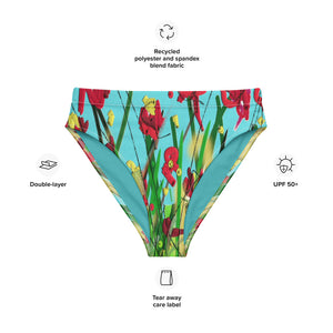 "Wide flower" Recycled high-waisted bikini bottom