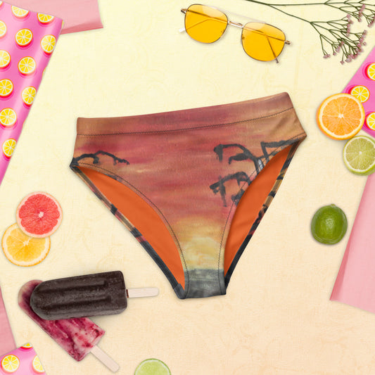 "African sunset" Recycled high-waisted bikini bottom