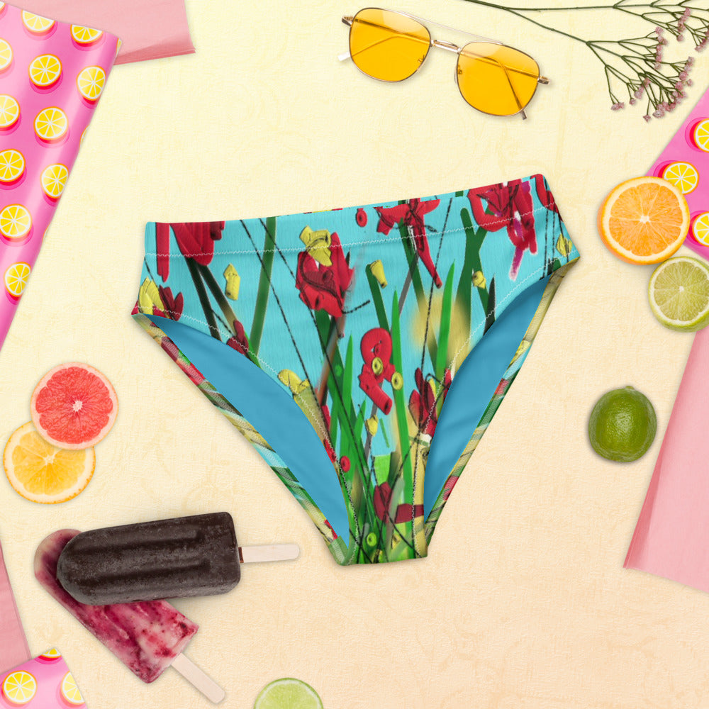 "Wild flower" Recycled high-waisted bikini bottom