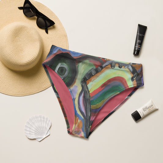 "Crazy heart" Recycled high-waisted bikini bottom