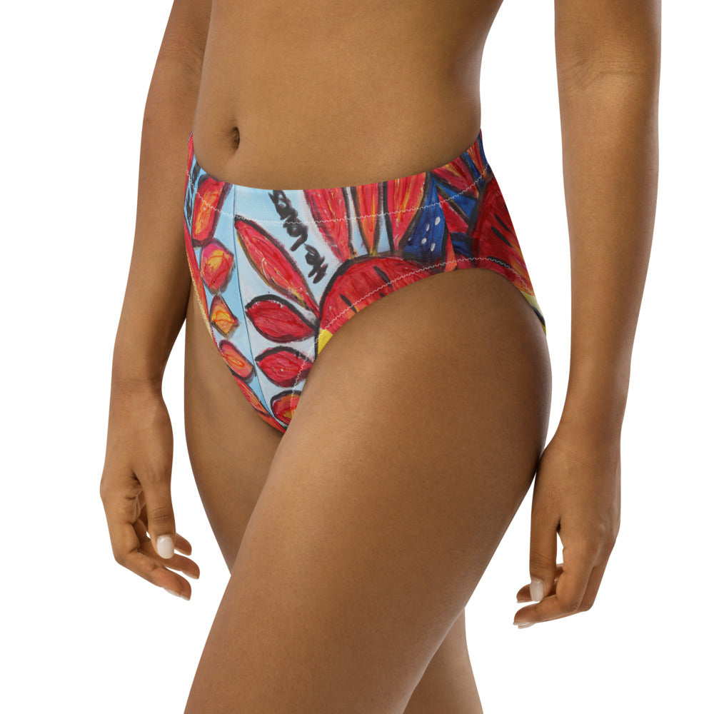 "He loves me he loves me not" Recycled high-waisted bikini bottom