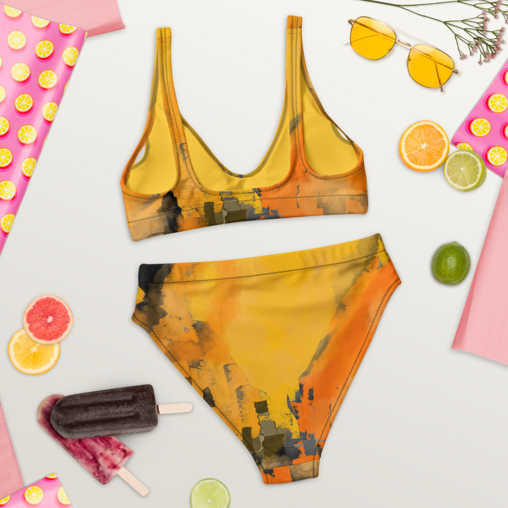 "I am the sun" Recycled high-waisted bikini