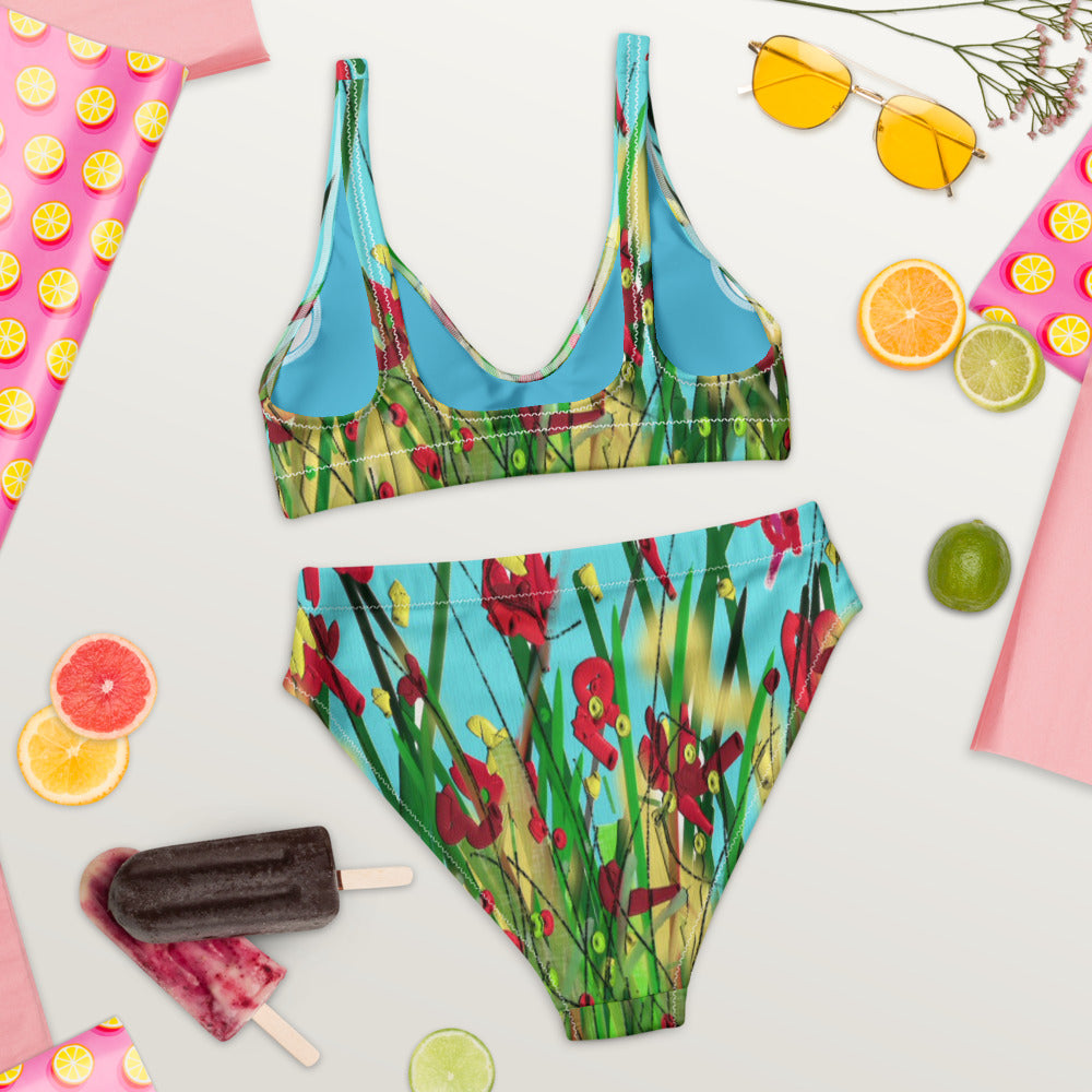 "Wild flower" Recycled high-waisted bikini