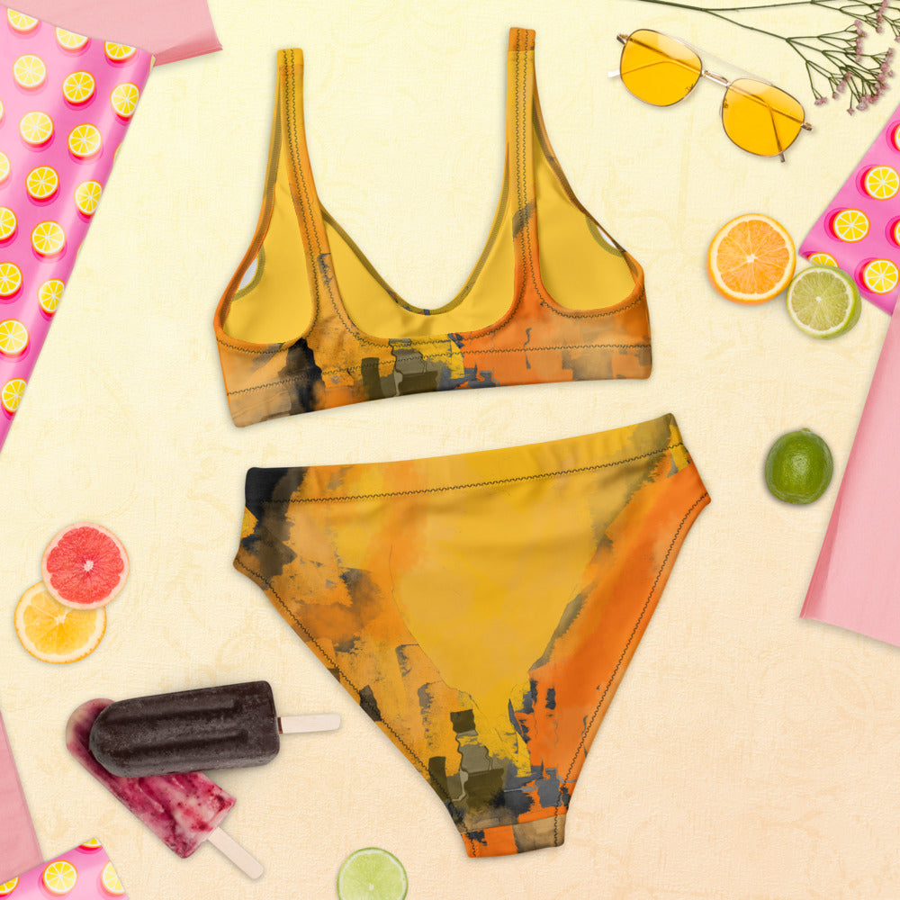 "I am the sun" Recycled high-waisted bikini