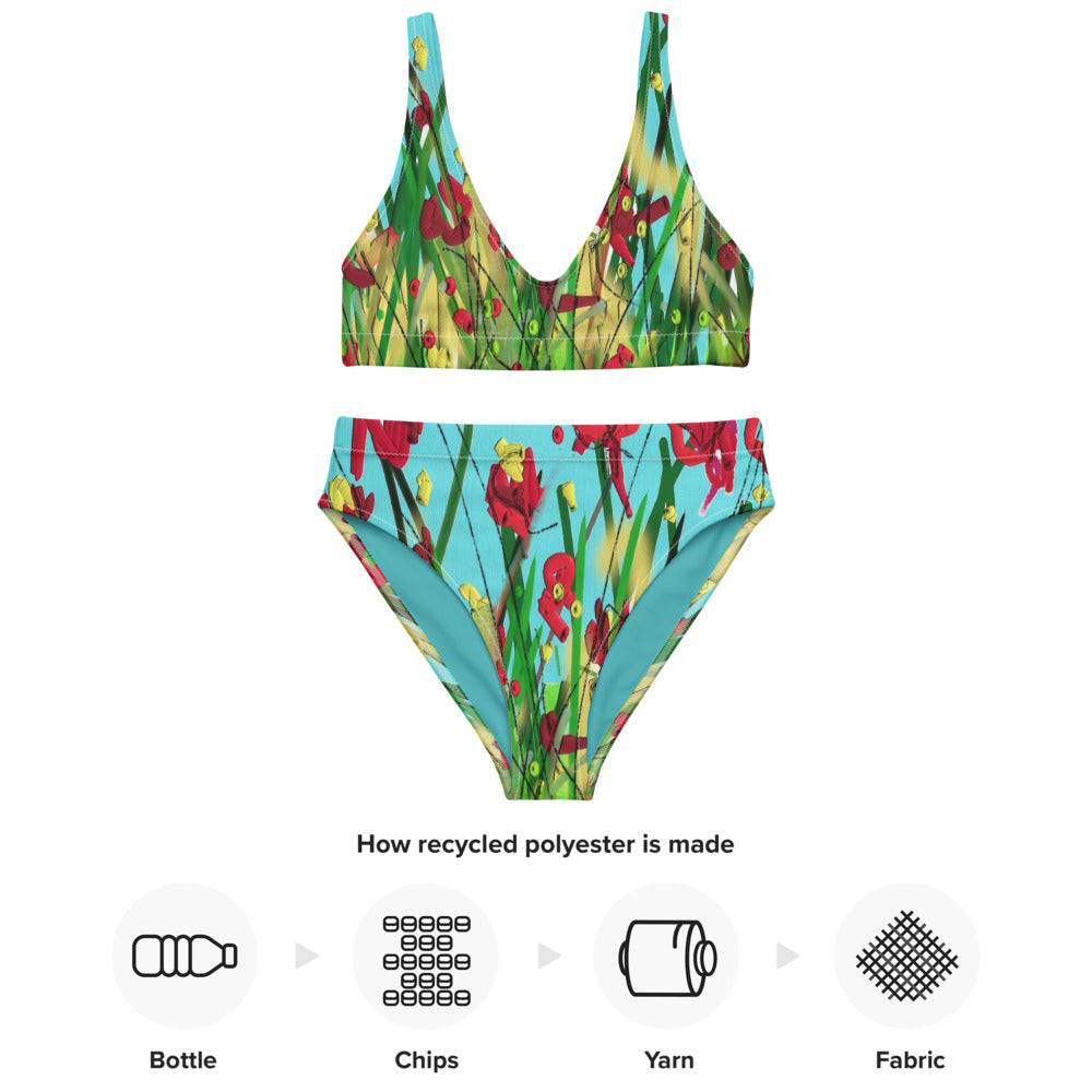 "Wild flower" Recycled high-waisted bikini