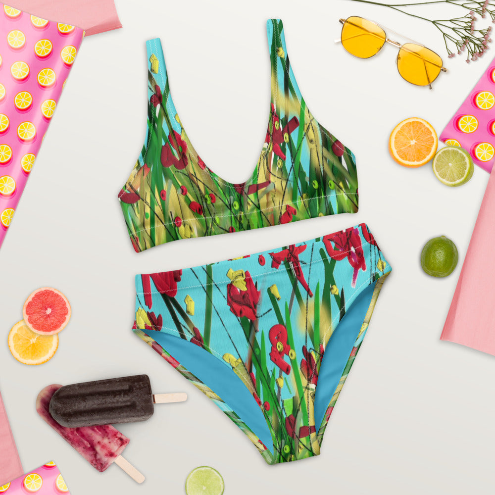 "Wild flower" Recycled high-waisted bikini