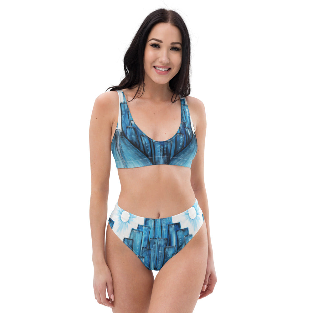 "Keep walking" Recycled high-waisted bikini