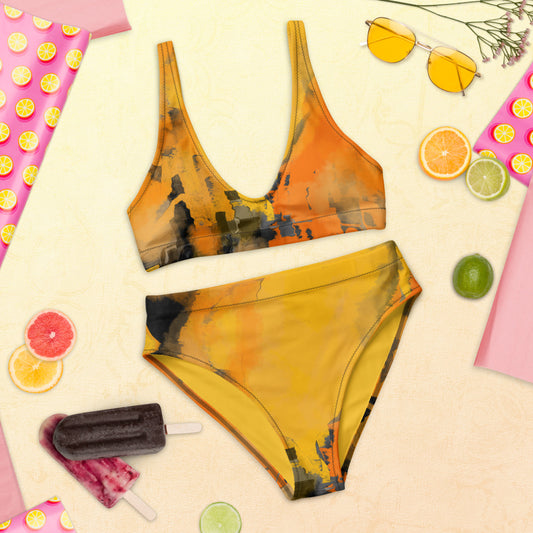 "I am the sun" Recycled high-waisted bikini