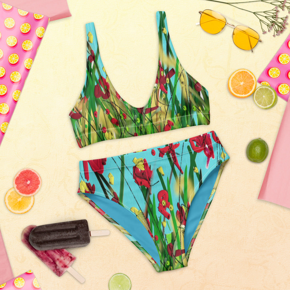 "Wild flower" Recycled high-waisted bikini