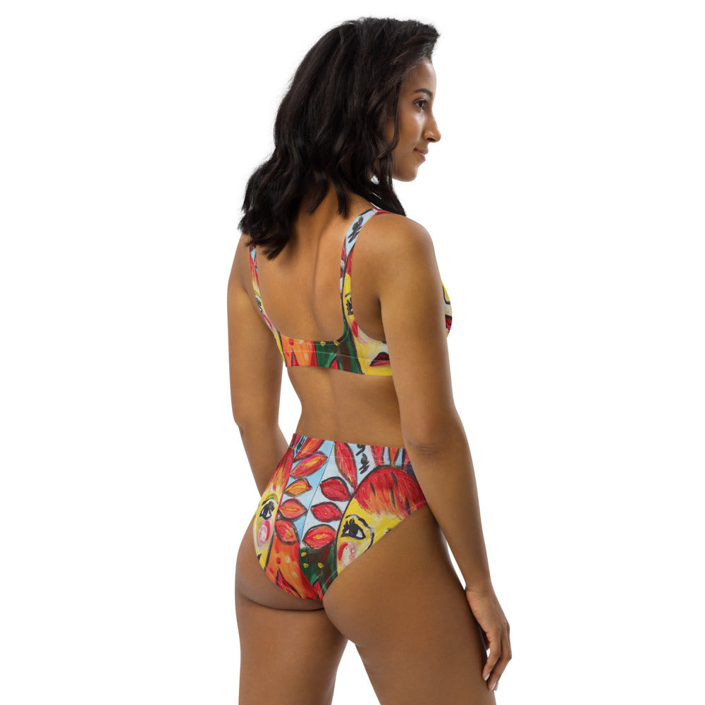 "He loves me he loves me not" Recycled high-waisted bikini