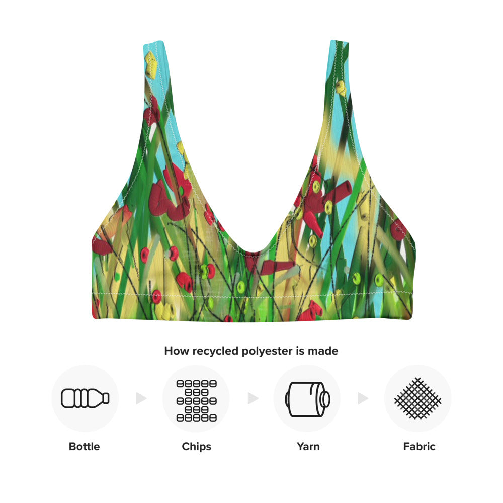 "Wide flower" Recyled padded bikini top