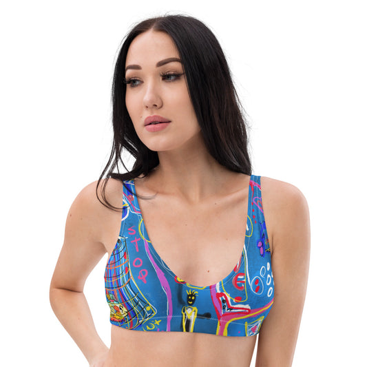 "Sudoku" Recyled padded bikini top